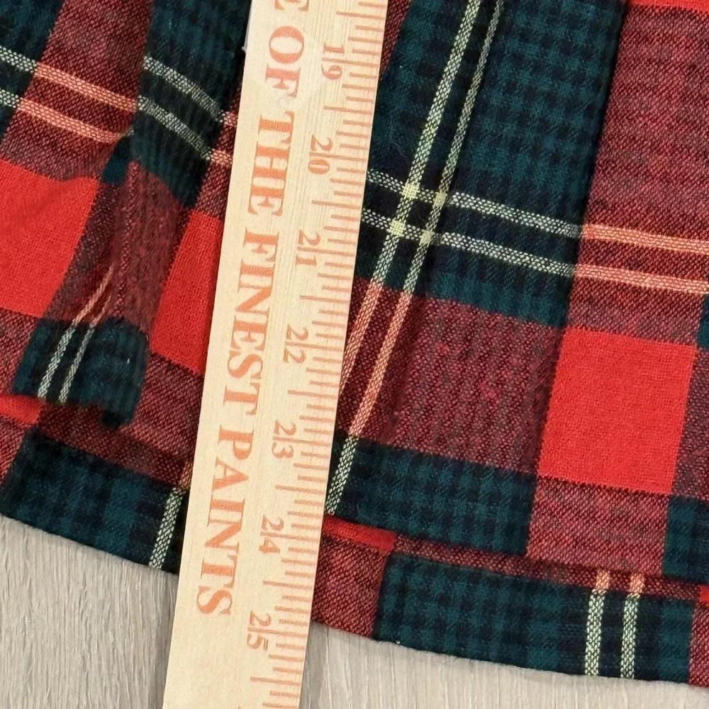 Vintage REVERSIBLE Plaid Wool Skirt Red Green Pleated Schoolgirl *Repair Project